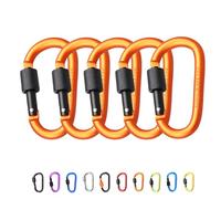 5Pcs Carabiner Clip Locking Carabiner, 7.8cm/3inch Orange Aluminum Alloy D-Ring Carabiners Key Locking Key Chain Clip Hook for Camping, Hiking, Traveling, Fishing, Backpack Keychains Keyring Outdoor