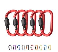 5Pcs Carabiner Clip Locking Carabiner, 7.8cm/3inch Red Aluminum Alloy D-Ring Carabiners Key Locking Key Chain Clip Hook for Camping, Hiking, Traveling, Fishing, Backpack Keychains Keyring Outdoor