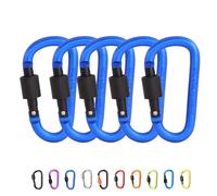 5Pcs Carabiner Clip Locking Carabiner, 7.8cm/3inch Sapphire Aluminum Alloy D-Ring Carabiners Key Locking Key Chain Clip Hook for Camping, Hiking, Traveling, Fishing, Backpack Keychains Keyring Outdoor