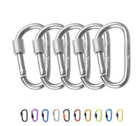 5Pcs Carabiner Clip Locking Carabiner, 7.8cm/3inch Silver Aluminum Alloy D-Ring Carabiners Key Locking Key Chain Clip Hook for Camping, Hiking, Traveling, Fishing, Backpack Keychains Keyring Outdoor