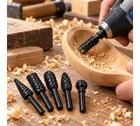 5Pcs Carbide Rotary Burr Set, Double Cut Grinding Bits for Drill and | Durable carbide rotary burr bits with sharp cutting edges, ideal for carving, grinding, shaping and polishing wood