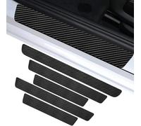 5Pcs Carbon Fibre Door Sill Protectors for Ford Tourneo, Custom, Courier, Capri, PUMA, Gen-E, Explorer EV 2024-2025, Waterproof Scuff Plate Guards, Anti-Scratch Sill Trims, Durable Entry Guards