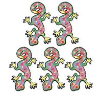 5pcs Cartoon Gecko Applique Cloth Patch, DIY Sewing Decor 8.7x4.8x0.2cm | Bright Colours, Repairs Small Holes, Suits T-shirts, Backpack Pockets, Crafters and Decorative Craft Projects