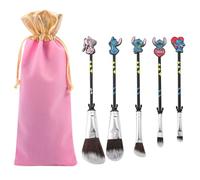 5pcs Cartoon Makeup Brushes Set with Pink Bag, Kawaii Cosmetic Brushes Anime Collection for Foundation Blush Eyeshadow Eyebrow Eyeliner Face Concealer Powder Makeup Brush Gift for Girl Women