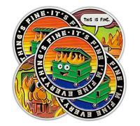 5Pcs Cartoon Style Dumpster Fire Coin, Dumpster Fire Challenge Coin - Funny Office Desk Accessories - Novelty Coins Pocket Token - Inspirational Office Gifts for Men Women