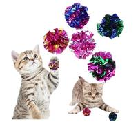 5pcs cat Crinkle Balls Cat Toys, Pet Rattle Paper Ball, Colorful Paper Ball Chase Training Activity for Cats Kittens, each ball about 5.5cm, Lightweight and Multicolor
