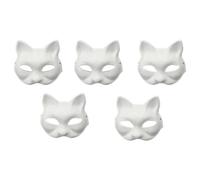 5pcs Cat Mask, DIY Blank Cat Masks to Paint, Halloween Mask (style A)