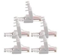 5pcs Cat6 RJ45 Pass through Modular Plug, Tool Free Ethernet Connector | PC Plastic Build, Unshielded Design, White Finish, for Nas Devices, Home Office Wiring and Network Hardware