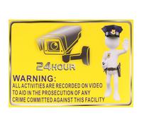 5pcs Cctv Warning Sign Sticker Self Adhesive Yellow for Office Work