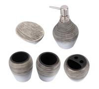 5pcs Ceramic Bathroom Toiletry Set, Handcrafted Brushed Finish, Five