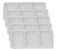 5Pcs Ceramic Dipping Soy Dish - 3-Grid White Ceramic Sauce Dishes for Home, Hotels, Restaurants, and Food Stores - 5.74X2.55X0.79In