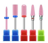 5PCS Ceramic Nail Drill Bits Set, Professional 3/32 Inch Electric Cuticle Drill Bits Nail Tech for Acrylic Gel Nails Polishing Manicure Pedicure, Efile Remover Safety Bit for Home Solan