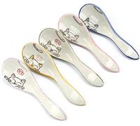 5pcs Ceramics Japanese Fortune Cat Lucky Cat Hand Painted Soup Spoons