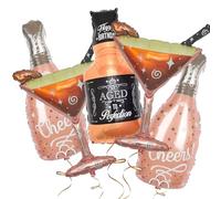 5Pcs Champagne Bottle Balloons Champagne Glass Balloon Mylar Foil Balloons Birthday Engagement Bachelorette Party Celebration Anniversary Decorations