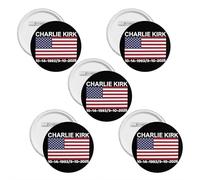 5PCS Charlie Kirk Pin1993-2025 Rest In Peace Charlie Kirk Round Badges, Button Pins Ideal for Backpacks and Clothing Novelty Pins,for Remembrance and Tribute,Easy to Use
