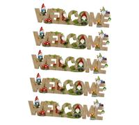5pcs Charming Gnome Welcome Figurine Lifelike Decor Ornament for Home Office Patio Lawn Adorable Miniature Gnome Statue