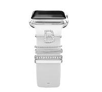 5Pcs Charms for Apple Watch Straps 40mm 41mm 38mm 44mm 45mm 42mm 46mm Women,Decorative Ring Loops for iWatch series 10 9 8 7 6 5 4 3 se,Fitbit versa/sense,Galaxy watch Silicone Sport Strap Accessories