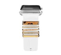 5Pcs Charms for Apple Watch Straps 40mm 41mm 38mm 44mm 45mm 42mm 46mm Women,Decorative Ring Loops for iWatch series 10 9 8 7 6 5 4 3 se,Fitbit versa/sense,Galaxy watch Silicone Sport Strap Accessories