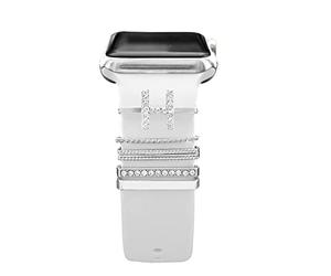 5Pcs Charms for Apple Watch Straps 40mm 41mm 38mm 44mm 45mm 42mm 46mm Women,Decorative Ring Loops for iWatch series 10 9 8 7 6 5 4 3 se,Fitbit versa/sense,Galaxy watch Silicone Sport Strap Accessories