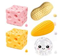 5PCS Cheese Squishy Skins, TPR Fillable Peanut Squishy Skins with Plugs | DIY Peanut & Corn Empty Squishy Skin, Food Squishies, Adult Stress Relief Supplies For Handmade Squeeze Balls