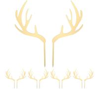 5pcs Christmas Antlers Cake Toppers Antlers Cupcake Toppers Christmas Reindeer Cake Decor Xmas Cupcake Picks Party Supplies