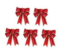 5Pcs Christmas Bow Decorations, 9.8inch Wreaths Bows Glitter Xmas Decorative Sequin Ties, Xmas Large Topper Bow Red Bows for Christmas Tree Home Party Indoor Outdoor(Red)