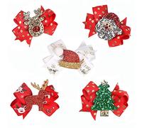 5pcs Christmas Bow Hair Clip Bows Barrettes - Hair Accessories For Girls & Children - Christmas Party & Festival Hair Decor
