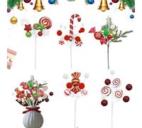 5Pcs Christmas Candy Picks 25CM Christmas Candy Picks Xmas Artificial Candy Cane Decorations Christmas Tree Spiral Curly Pick for Xmas Tree Wreath DIY Craft Home Party Decorations