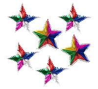 5Pcs Christmas Foil Hanging Decoration, 3D Coloured Star Snowflake Stars Ornament, Christmas Foil Ceiling Garland Hanging Xmas Decoration