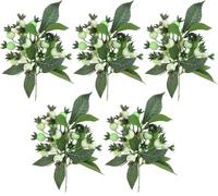 5PCS Christmas Holly Berry Branches, 13.39in Artificial Pomegranate Stems Bouquet, Faux Red Berries Picks Xmas Silk Flowers Branches Floral Arrangemen
