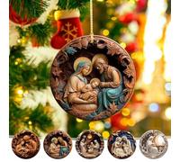 5pcs Christmas Nativity Ornament, Nativity Scene Christmas Tree Ornaments, Car Pendant, Acrylic Stereoscopic Vision Nativity Pendant, for Christmas Decor Religious Present for Family