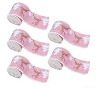 5PCS Christmas Ribbons With Cloth Material Home Holiday Decor Supplies For Wrapping, Tree Decoration, And Crafting Supporting Various Holiday (Rosy)