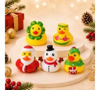 5PCS Christmas Rubber Ducks, Assorted Holiday Themed Floating Duck Decorations for Bath, Pool and Christmas Seasonal Decor