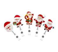 5pcs Christmas Santa Acrylic Retractable Badge Reel Clip for Nurses