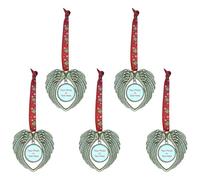5pcs Christmas Tree Ornaments Double Sided Memorial Ornament Wing Shaped Tree Hanging Pendents For Xmas Holiday Home Decor Golden
