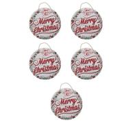 5pcs Christmas Wooden Door Sign round Rustic Hanging Plaque for Homes | Reusable Festive Decor for Offices and Homes, Circular Wood Design, Winter Holiday Atmosphere