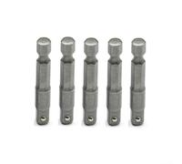 5PCS Chrome Vanadium Steel Socket Adapter 1/4 Inch Hex To Square Drive 50mm Long For Power Hand Tools Impacts Driver Drill Chuck Compatibility Set