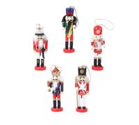 5pcs Classic Wooden Nutcracker Hanging Doll Decor Set, 12cm, Five Pack