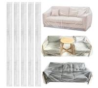 5pcs Clear Furniture Protector Covers - Elastic Dust Bags For Couch Sofa Bed Chair Dining Table Stand Moving | Lightweight Waterproof Reusable Slipcover Shield Design Storage Protection Use