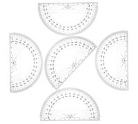 5pcs Clear Plastic Protractors Bulk for High School & Middle School Math Classrooms