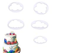 5PCS Cloud Cookie Cake Cutter Cloud Shape Mold Cake Decoration,Plastic Fondant Cutter,Baking Accessory Embossing Tool,for Baking Room Coffee Shop Birthday Wedding Children DIY Cookwar
