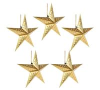 5pcs CM Shiny Paper Star Lantern Ceiling Hanging Lampshade Decor | Golden 5-point Hollow Foldable Design, Nordic Style, for Branches, Fairy Lights, Christmas Ambience Random Color