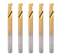 5PCS CNC End Mill High Speed Steel Spiral Router Bit, Milling Cutter Accessory Set, 4 X 8 X 45mm, Plated for Aluminum, Brass, Copper, Durable and Wear