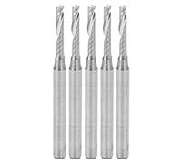 5Pcs CNC End Mills Spiral Router Bit, Tungsten Steel Single Flute Milling Cutter, High Hardness Mirror Polished Blade with Sharp Acute Angles, 3.175x2x12x38mm for Wood Carving and