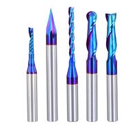 5PCS CNC Router Bits Set 1/4 inch Shank Spiral Carbide End Mill Multipurpose Router Bits for Engraving Sign Making Grooving Slots and Mortises