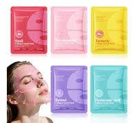 5PCS Collagen Face Mask - Turmeric, Retinol, Snail, Nicotinamide, Hyaluronic Acid Sheet Mask - Deep Hydration, Pore Minimizing, Elasticity Improvement, Brightening Facemasks for Skin Care