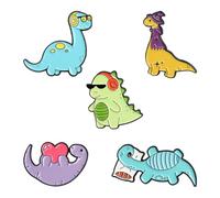 5pcs Colored Dinosaur Brooch Alloy Cartoon Decorative Pin