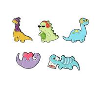 5pcs Colourful Dinosaur Brooch Alloy Cartoon Decorative Pin