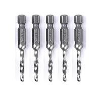 5PCS Combination Drill Tap Bit Set Screw Tapping Hex Shank HSS Metric/Imperial Plug Drill Bits Hand Tools 6-32NC