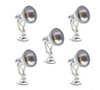 5pcs Complete Lampposts with Warm White LEDs for HO Scale Railway Models (white)